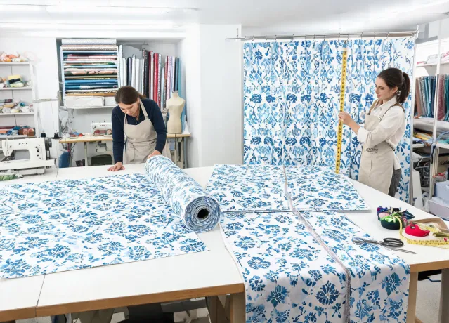 Drapery workroom checking pattern repeat