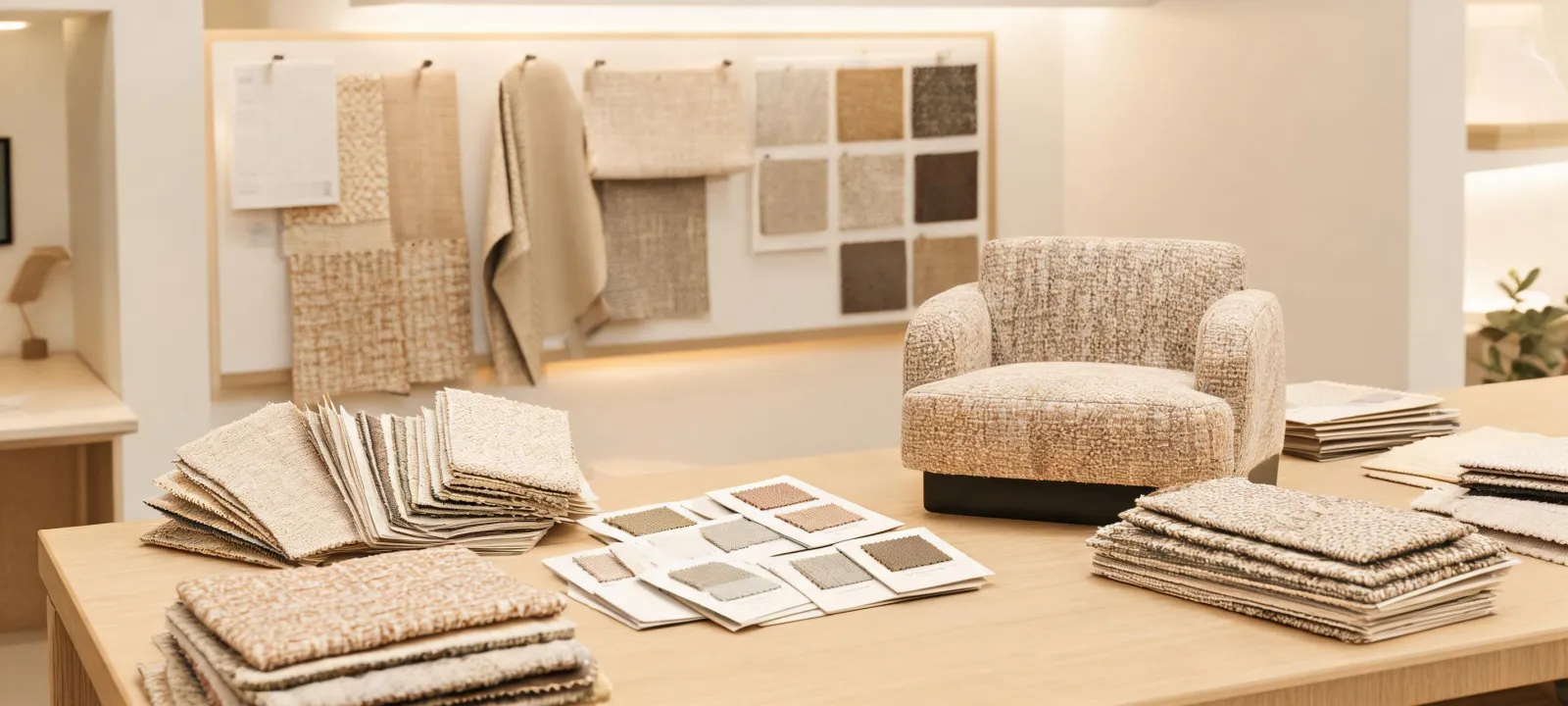 Contract upholstery textiles reviewed in an interior specification studio