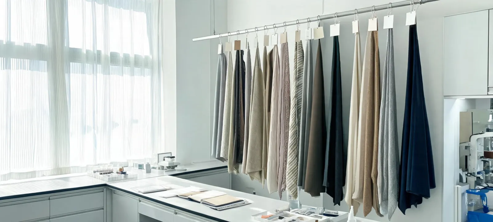 Drapery fabric evaluated for light, drape and dimensional response